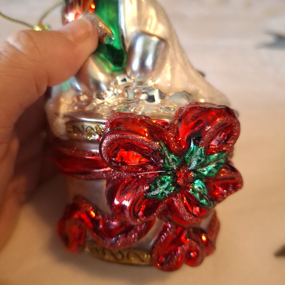 Vintage 2000 Blown Glass Christmas Ornament 6” Champagne in Ice Bucket - Picture 3 of 8